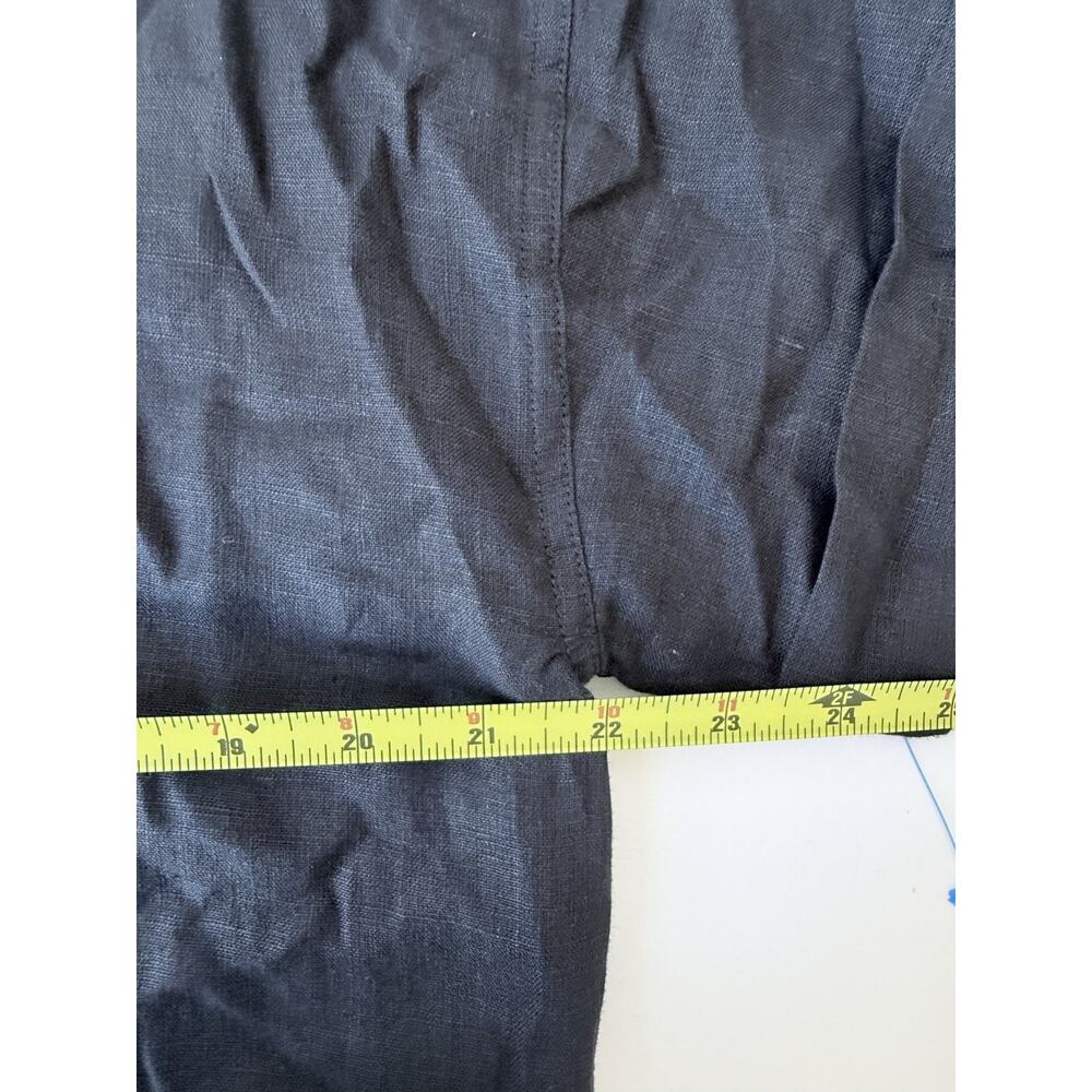 J Crew Shirt Dress Women's M Tall Black Irish Linen Button Front - Picture 6 of 7